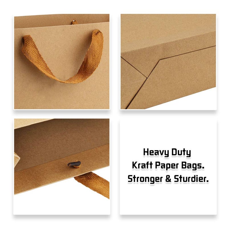 BagDream Gift Paper Bags 10.6x3.1x8.3 Gift Bags 50Pcs Heavy Duty Kraft Brown Paper Bags with Handles Soft Cloth, Party Favor Bags Shopping Bags Retail Merchandise Bags Wedding Party Gift Bags - Image 5